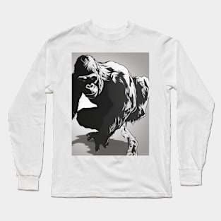 Gorilla Shadow Silhouette Anime Style Collection No. 166 Long Sleeve T-Shirt